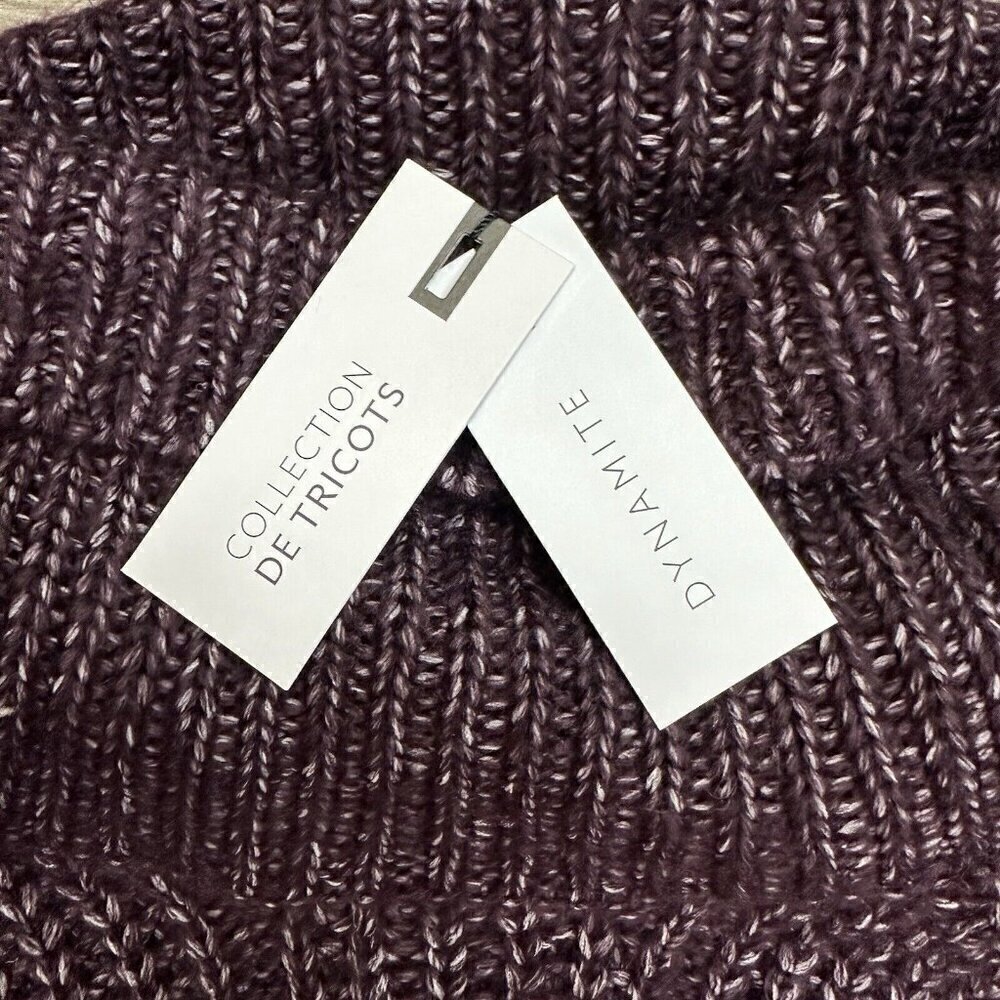 Dynamite Womens Long Sleeves Turtleneck Stitch Sweater Purple Cotton Size Small - Picture 3 of 6